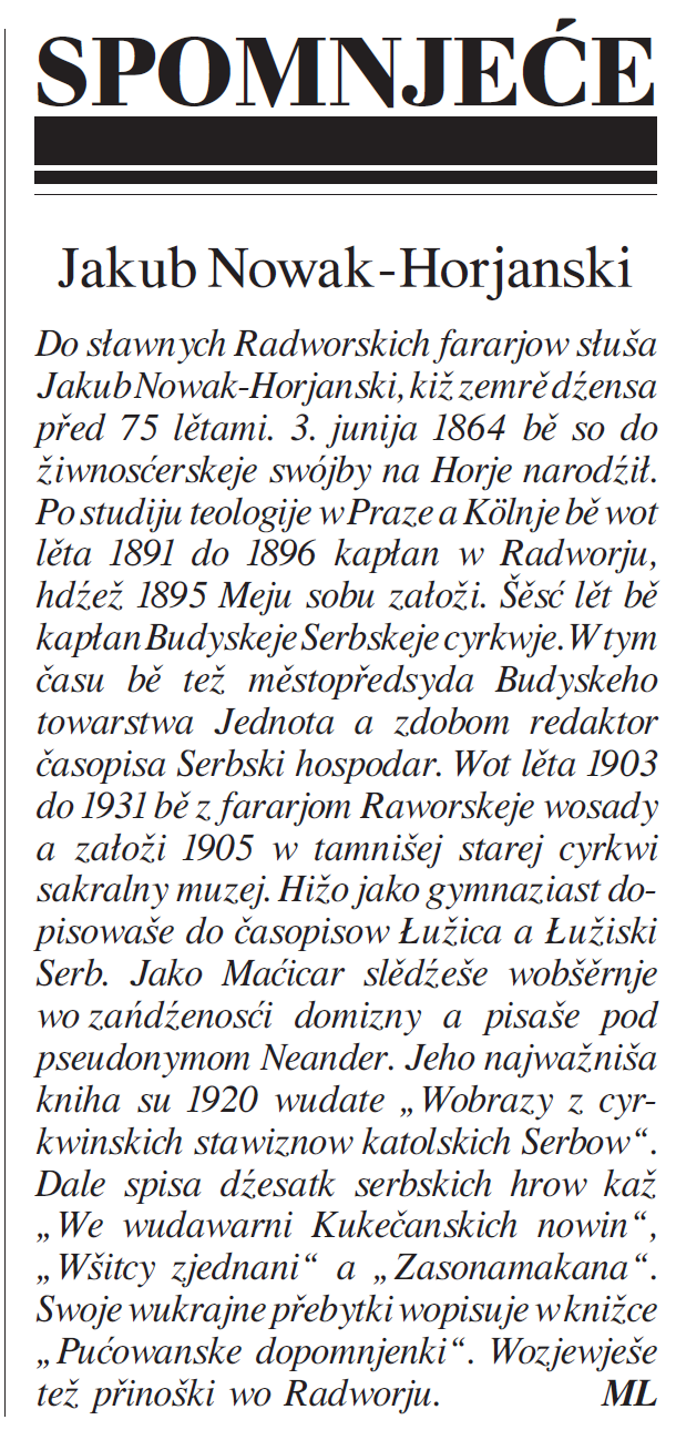 Spomnjeće na Horjanskeho  SN 22.02.2013